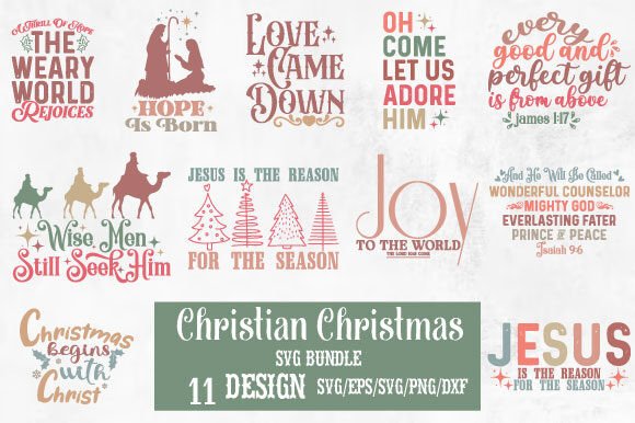 Christian Christmas Svg Bundle Design
