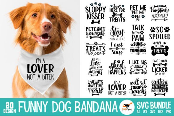 Funny Dog Bandana SVG Bundle