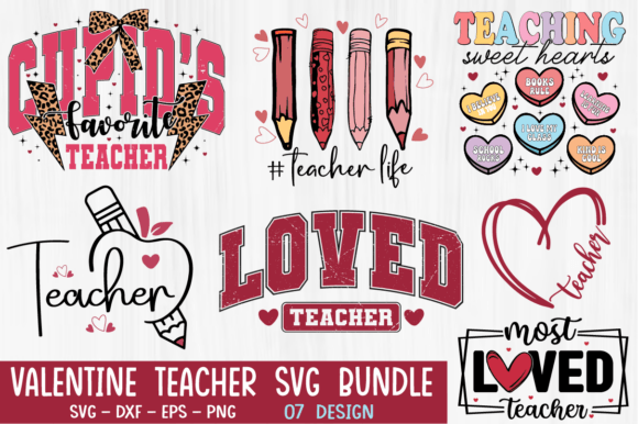 Teacher Valentine’s Day Bundle SVG PNG