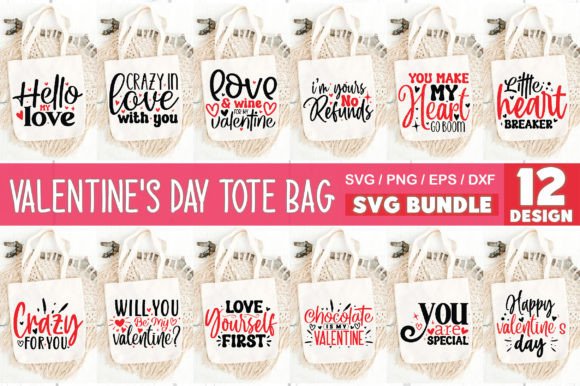 Valentine's Day Tote Bag SVG Bundle